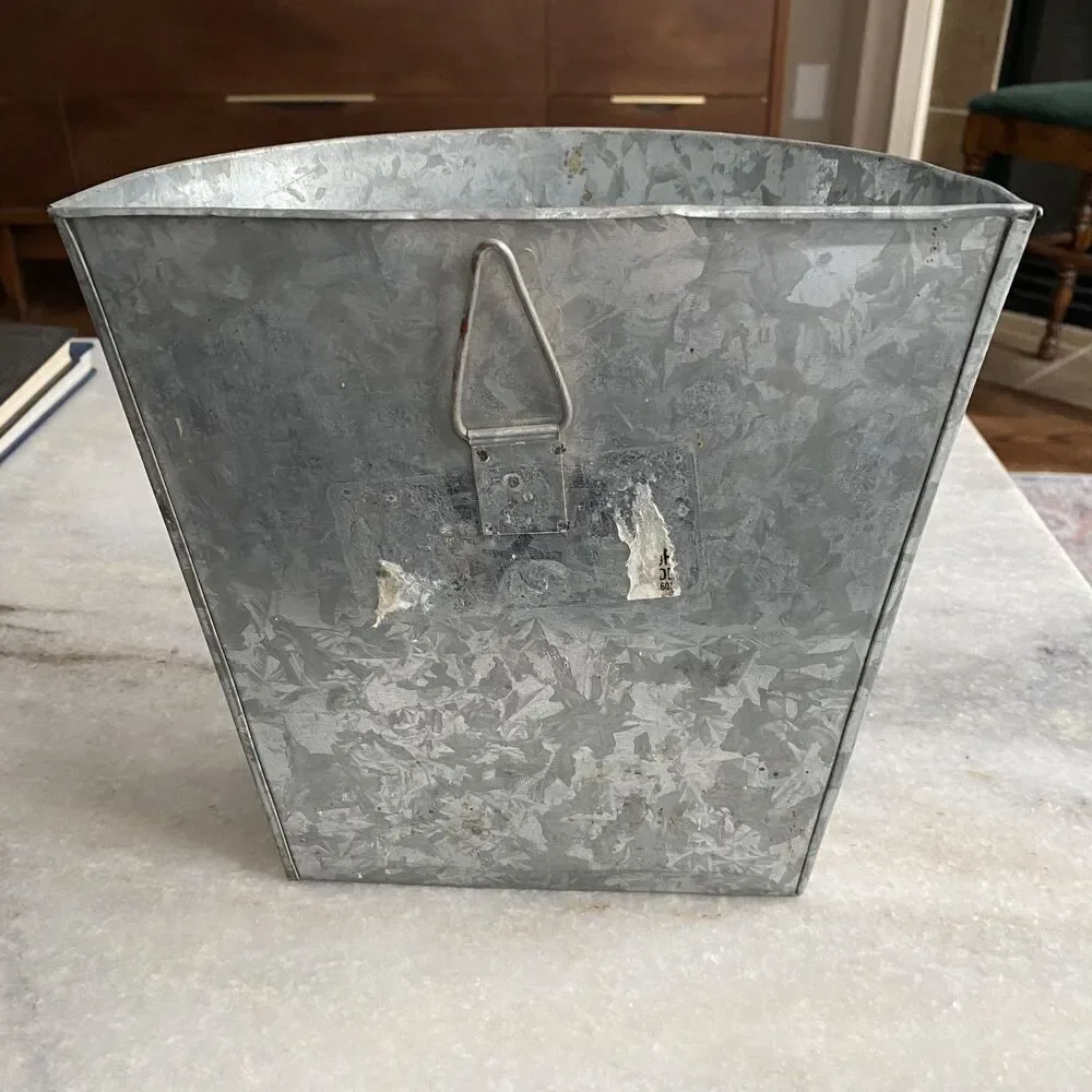 Galvanized Gray Metal Wall Pocket Vase Vintage Rustic Farm Hanging Planter Bow